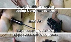 Handjob with latex gloves and edging