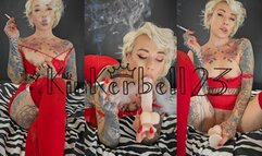 Sucking, playing and smoking THREE Marlboro Red 100s dressed in all Red - Kinkerbell23