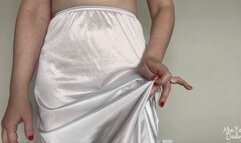 White Half Slip and Nude String Bikini Panties Lingerie Tease SFW Non-Nude