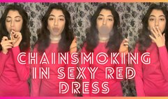 Chainsmoking in Red Dress