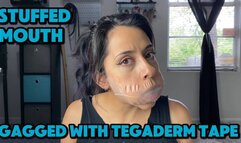 Stuffed Mouth Gagged with Tegaderm Tape