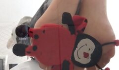Upskirt POV - Crushing a soft toy and cakes in sheer Nylons - underglass view and close up cam HD