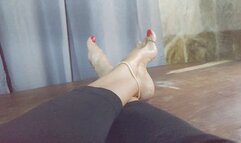 Beautiful bare feet and passion red nails (1)