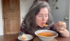 eating hot soup