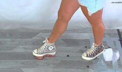 Flattened Under Ambers Snakeskin Converse - Amber Cam - Extreme Cock and Balls Trample - CB41-6