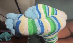 the stripey toe socks sockjob ( 2 MASSIVE LOADS BACK 2 BACK)