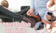 The boss loves to have fun with her subordinate, office footjob and rimjob