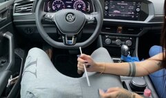 Handjob with urethral penetration in the car