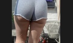 Pee desperation outdoor pee in my shorts on the patio