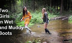 Best 26 min! Two Sexy girls in high heels boots in mud and swamp, wet boots in mud, muddy high heels boots