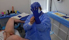 Surgical glove seduction with medfet anal play and post-orgasm stroking