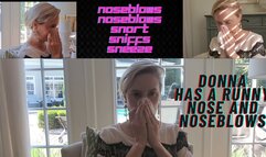 DONNA HAS A RUNNY NOSE AND CAN'T STOP BLOWING HER NOSE IN THE OFFICE! NOSE BLOWS, SNEEZES, SNORTS, SPITS AN BRAND NEW FOOTAGE MP4 FOOTAGE