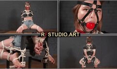 Guzel - Tight Chair Bondage with Harness Ball Gag (UHD 4K MP4)