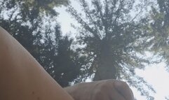 Chubby outdoor dildo + clit orgasm