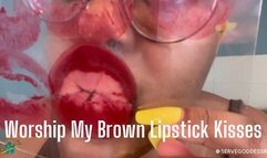 Worship My Brown Lipstick Kisses - Royal Ro ebony lips mouth fetish closeup plexiglass kisses hd mp4 1080p