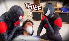 Thief Mummified By Tape Gag Loving Spider-Girls! (high res mp4)