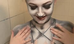 Cosplay Loona Wolf Body Paint Removal & Tit Play