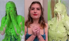 Margot Is Slime Blasted in a Blue Satin Dress (2024 Edit)