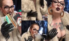 Marlboro Red Menthol 100s - My cigarettes collection - Puffs in your face, Deep Inhales, Smoke rings, Multiple pumps, Puffs, Fur coat, Leather pants and gloves, Black lipstick, Hair tied back