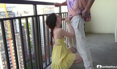 Fucking a hottie on the balcony is amazing