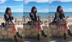 Smoking cigar out by the beach wearing Leather boots - Kinkerbell23