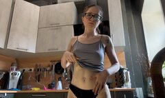 Emma's belly and ice, ice challenge, belly button play and belly spanking