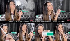 Opening a carton of marlboro menthol and reviewing