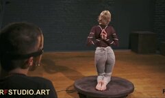 Mandy - Cute Girl Bound in a Reverse Prayer on Her Knees with a Gag in Her Mouth (FULL HD MP4)