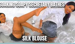 Soaking Soapy Scretary Bathes In Silk Blouse