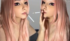 Pink Hair Egirl smoking with her stepdad before she takes the BWC