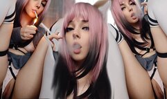 Egirl smoking and showing her pussy