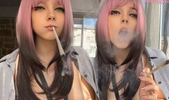 Pink Hair Step Sister smoking for you
