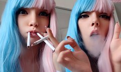 Cute Anime Girl Smoking 2 cigs at the same time