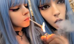 Alt Girl Smoking Close Up