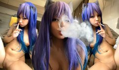 Succubus Egirl Smoking naked on the sofa