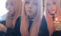 Cute Egirl smoking in pyjama