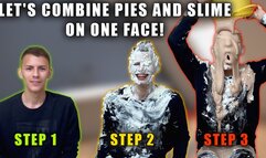 Let's combine pies and slime on one face! messy boy