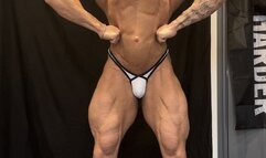 Oiled Posing Rounds, Physique Update at 5 Weeks Out in White Thong