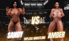 Big tit topless female pro wrestling: Sandy challenges Amber for the title HD