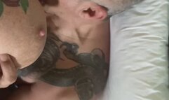 hotel room fucking, riding his cock while I play with my big tits then bent over with the balcony door open