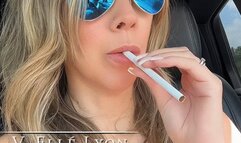 Elle Lyon Takes a Smoke Break in Her Car