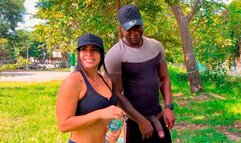 Coach shows his huge black cock in the park to busty Silvana Lee - Xander Black