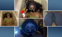 Girl Diver Underwater Holds Breath and Ass Facesitting - Scuba Gear - Girl in Scuba Mask - Girl Underwater - Breathing Training - Underwater Play - Ass Worship - Muscular - Swimsuit