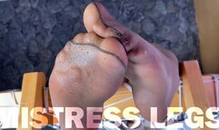 Kiss and lick my wet nylon feet in flesh-colored pantyhose POV (MP4 4K)