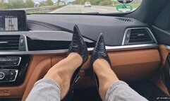 shoeplay on the dashboard on the highway to Cologne HD mp4 1920x1080