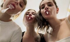 Teeth Brushing Spitting POV Triple Female Domination (MP4 HD 1080p)