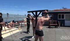 5 Dommes whipping slaves outdoors | Black Nymphe, Mistress Alexandra, Mistress Hellfire, Lilith Last Witch, Mistress Tirza