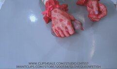 HOT RED LACE GLOVE RUINED HANDJOB CUM DENIAL GLANS TEASING