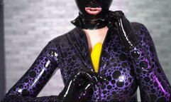 Black and purple catsuit and banana weasels