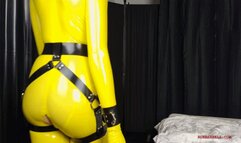 Latex doggystyle sex in silver and yellow suits v160